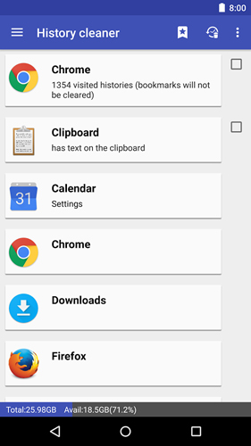 Screenshots of 1 tap cache cleaner program for Android phone or tablet.