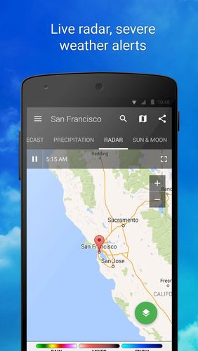 Screenshots of 1Weather program for Android phone or tablet.
