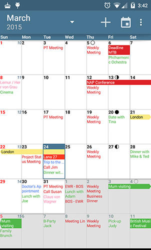 Aplicación aCalendar para Android, descargar gratis programas para tabletas y teléfonos.