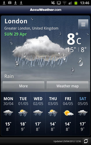 Accu weather app for Android, download programs for phones and tablets for free.
