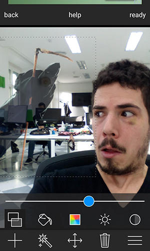 Capturas de tela do programa Add ghost to photo em celular ou tablete Android.