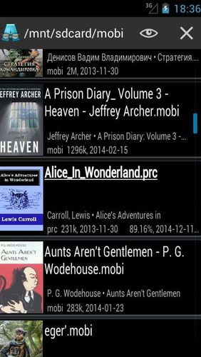 Capturas de tela do programa AlReader - Any text book reader em celular ou tablete Android.