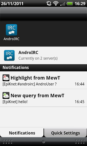 Application AndroIRC pour Android, télécharger gratuitement des programmes pour les tablettes et les portables.