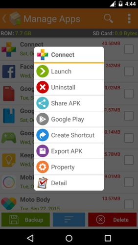 Screenshots des Programms APK installer für Android-Smartphones oder Tablets.