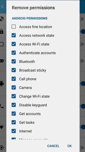 Capturas de pantalla del programa Wi-fi blocker para teléfono o tableta Android.