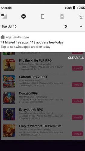 Screenshots of App hoarder - Paid apps on sale for free program for Android phone or tablet.