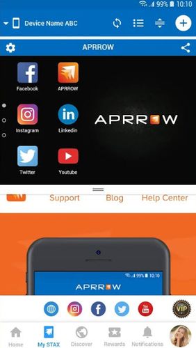 アンドロイドの携帯電話やタブレット用のプログラムAPRROW: Personalize, discover and share apps のスクリーンショット。