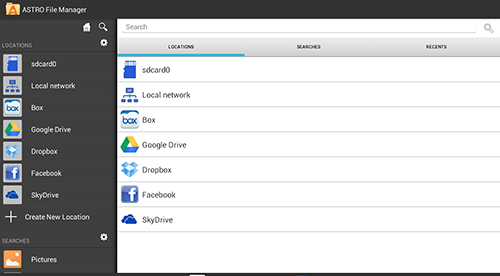 Les captures d'écran du programme Astro: File manager pour le portable ou la tablette Android.