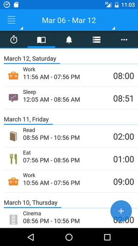 Application aTimeLogger - Time tracker pour Android, télécharger gratuitement des programmes pour les tablettes et les portables.