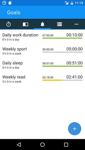 Capturas de tela do programa aTimeLogger - Time tracker em celular ou tablete Android.
