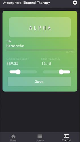 Screenshots of Atmosphere: Binaural therapy program for Android phone or tablet.