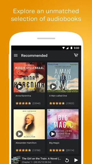 Screenshots of Audiobooks from Audible program for Android phone or tablet.