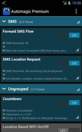 Capturas de tela do programa Llama: Location profiles em celular ou tablete Android.