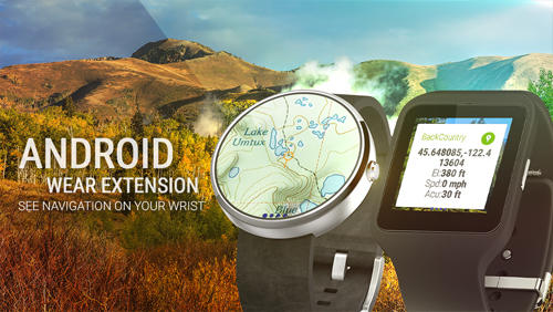 アンドロイドの携帯電話やタブレット用のプログラムBack Country Navigator のスクリーンショット。