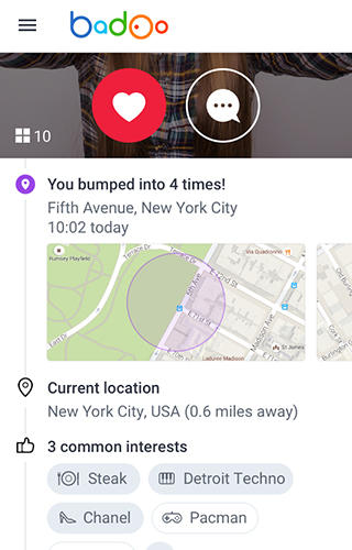 Скріншот програми Badoo на Андроїд телефон або планшет.
