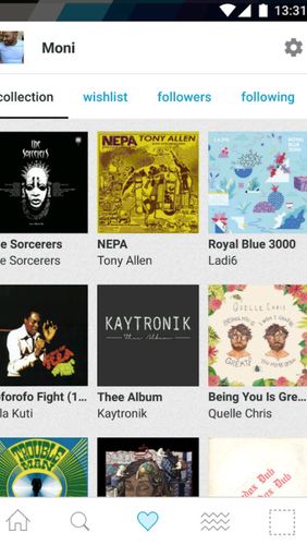 Capturas de tela do programa Bandcamp em celular ou tablete Android.