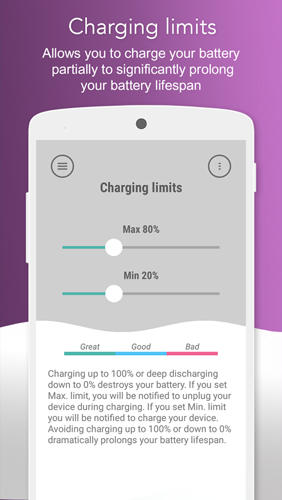 Aplicativo Battery Lifespan Extender para Android, baixar grátis programas para celulares e tablets.