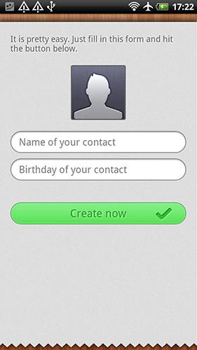 Screenshots of Birthdays program for Android phone or tablet.