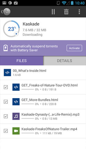 BitTorrent Loader を無料でアンドロイドにダウンロード。携帯電話やタブレット用のプログラム。