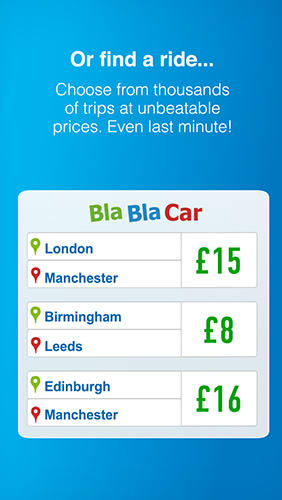 BlaBlaCar を無料でアンドロイドにダウンロード。携帯電話やタブレット用のプログラム。