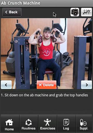 Les captures d'écran du programme Bodybuilder pour le portable ou la tablette Android.