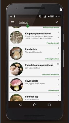 アンドロイド用のアプリBook of mushrooms 。タブレットや携帯電話用のプログラムを無料でダウンロード。