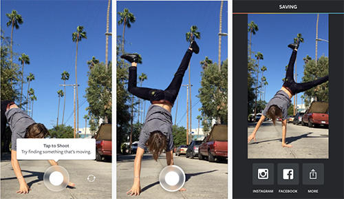 Les captures d'écran du programme Boomerang Instagram pour le portable ou la tablette Android.