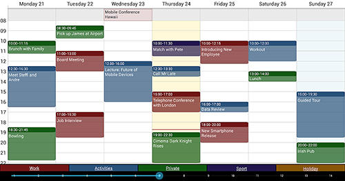 Les captures d'écran du programme Business calendar pour le portable ou la tablette Android.