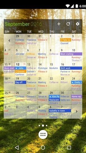 アンドロイドの携帯電話やタブレット用のプログラムBusiness calendar 2 のスクリーンショット。