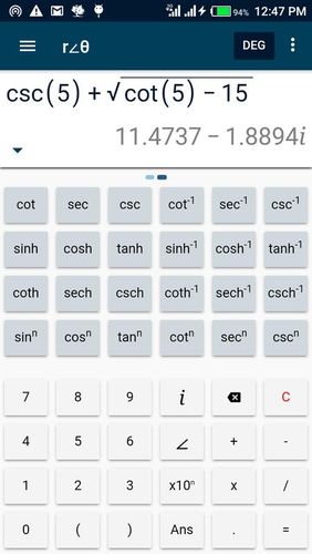 Aplicación CalcEn: Complex calculator para Android, descargar gratis programas para tabletas y teléfonos.