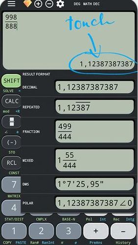 アンドロイドの携帯電話やタブレット用のプログラムCalculus calculator & Solve for x ti-36 ti-84 plus のスクリーンショット。