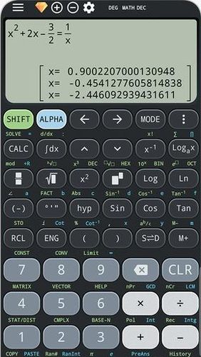 アンドロイドの携帯電話やタブレット用のプログラムCalculus calculator & Solve for x ti-36 ti-84 plus のスクリーンショット。