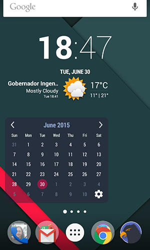 Screenshots of Calendar widget program for Android phone or tablet.