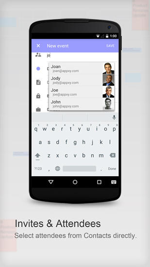 Screenshots of Tiny Calendar program for Android phone or tablet.