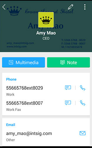 Aplicación Cam card: Business card reader para Android, descargar gratis programas para tabletas y teléfonos.