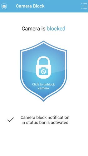 Descargar gratis Camera block - Anti spyware & Anti malware para Android. Programas para teléfonos y tabletas.