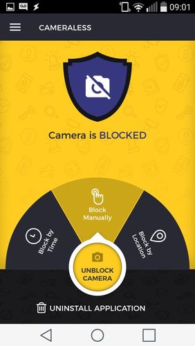 Laden Sie kostenlos Cameraless - Camera block für Android Herunter. Programme für Smartphones und Tablets.