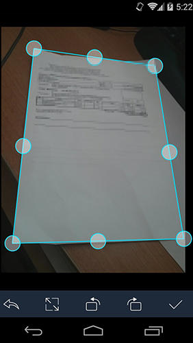 Capturas de tela do programa Cam scanner em celular ou tablete Android.
