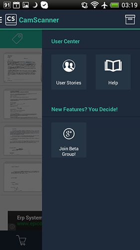 Скріншот додатки Cam scanner для Андроїд. Робочий процес.