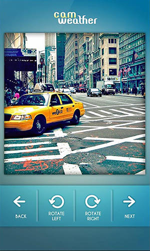 Capturas de pantalla del programa CamWeather para teléfono o tableta Android.