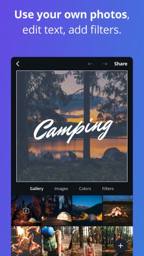 アンドロイドの携帯電話やタブレット用のプログラムCanva - Free photo editor のスクリーンショット。