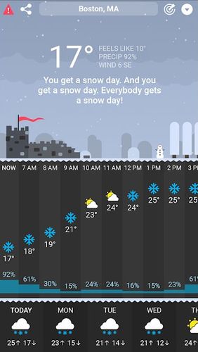 Screenshots of CARROT Weather program for Android phone or tablet.