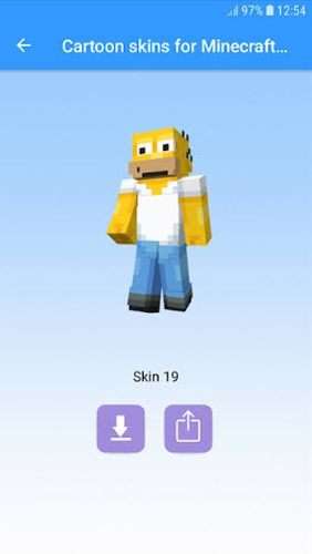 Cartoon skins for Minecraft MCPE app for Android, download programs for phones and tablets for free.