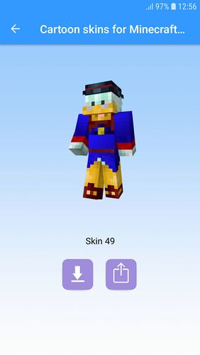 Les captures d'écran du programme Cartoon skins for Minecraft MCPE pour le portable ou la tablette Android.