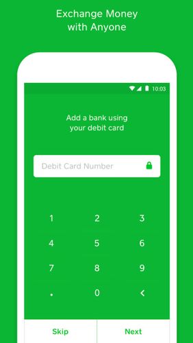 Screenshots of Cash app program for Android phone or tablet.