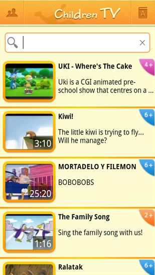 Children TV app for Android, download programs for phones and tablets for free.