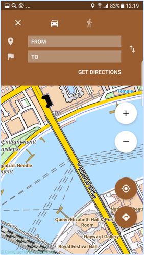 Les captures d'écran du programme City guides offline pour le portable ou la tablette Android.