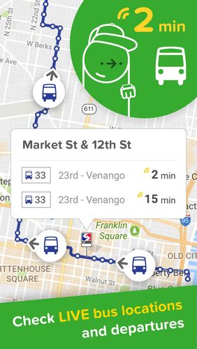 アンドロイドの携帯電話やタブレット用のプログラムCitymapper - Transit navigation のスクリーンショット。