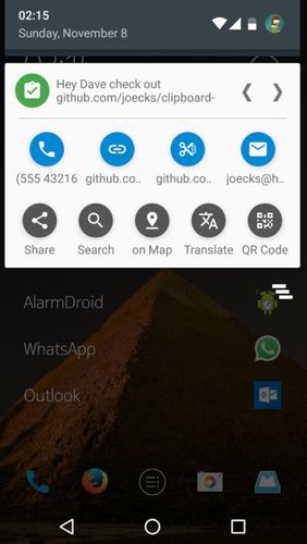 Télécharger gratuitement Clipboard actions pour Android. Programmes sur les portables et les tablettes.