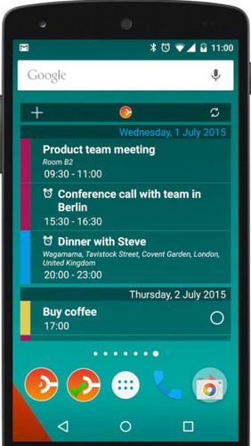 Capturas de pantalla del programa CloudCal calendar agenda para teléfono o tableta Android.